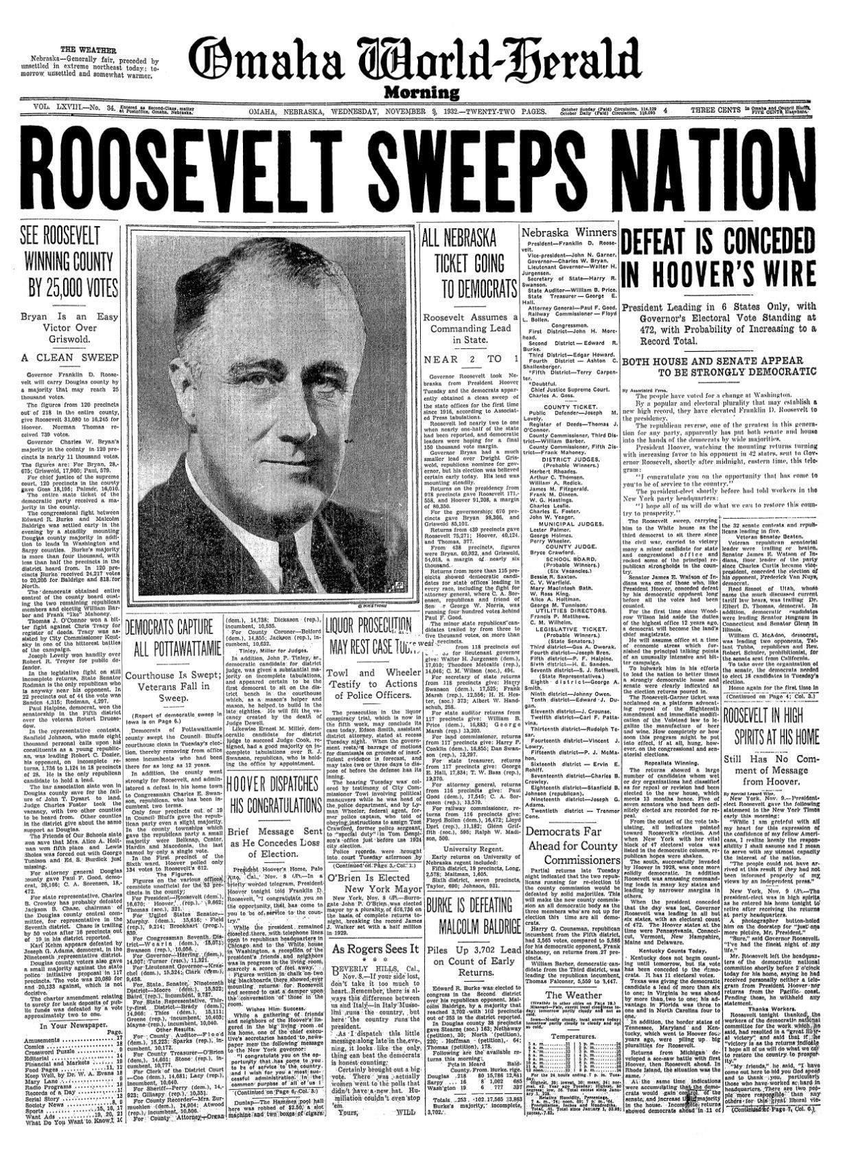 1932: Roosevelt elected